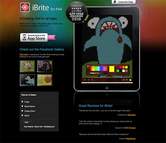 iPad App Landing Page Example